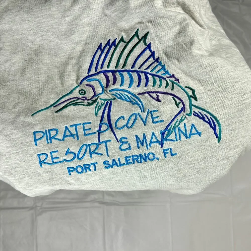 Vintage 90s Pirates Cove Resort Marlin T-Shirt XL, Single Stitch Made in USA